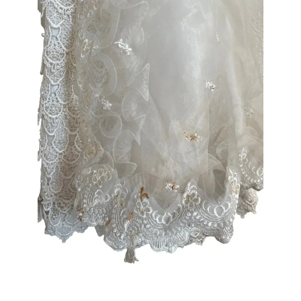 Baptism Christening Baby Girl Dress Newborn Size 0 Vintage Victorian White Bapti - Picture 8 of 12